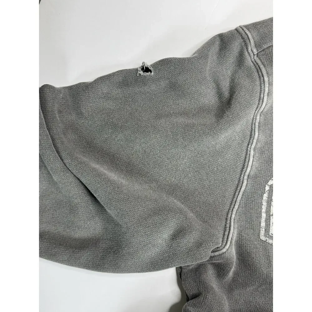 GOAT USA Linden Crewneck Sweatshirt Adult S Gray Vintage Wash Logo Distressed